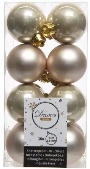 Набор пластиковых шаров Милена 40 мм, жемчужный, 16 шт, Kaemingk (021790)