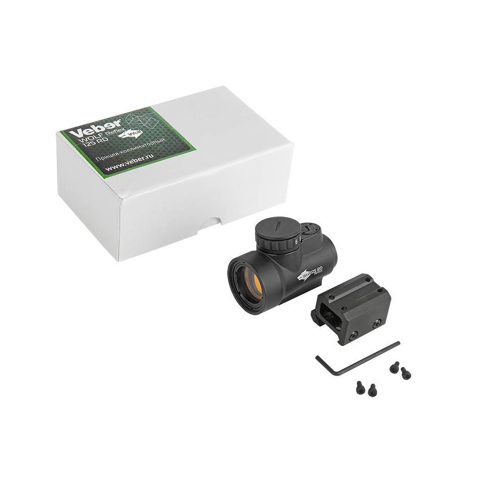Прицел коллиматорный Veber Wolf Reflex 125 RD (закрытый, объектив 22мм, 2 МОА, метка точка красная, вивер)