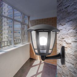 Садово-парковый светильник ЭРА «Дели 1» НБУ 07-40-003 черный 6-гранный настенный IP44 Е27 max60Вт | Садово-парковые светильники