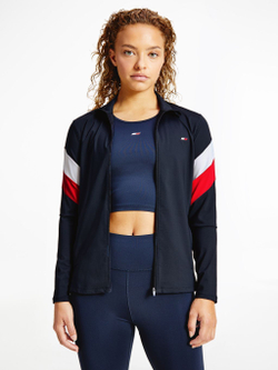 Женская теннисная куртка Tommy Hilfiger Slim Full Zip Top LS - Turquoise