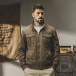 Мужская ветровка на резинке в Американском ретро-стиле из натурального хлопка без капюшона.