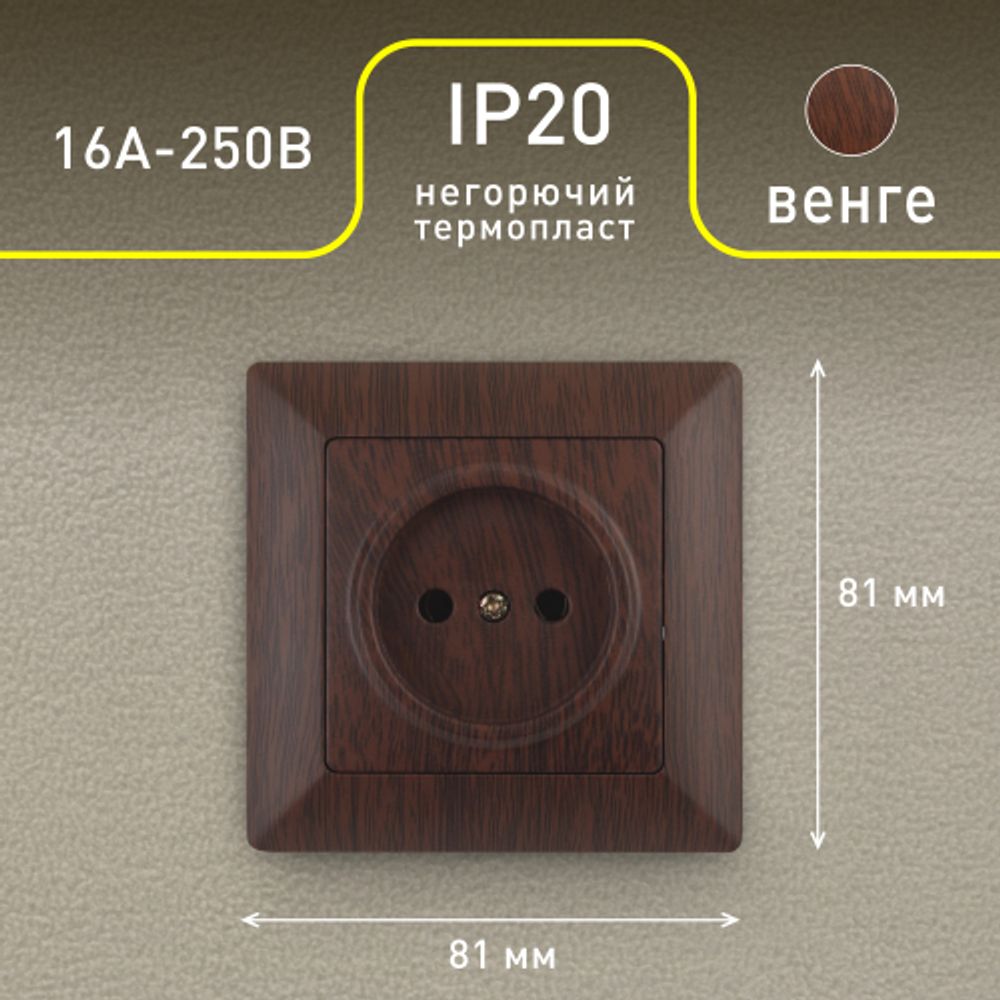 4-201-10 Intro Розетка 2P, 16А-250В, СУ, Solo, венге