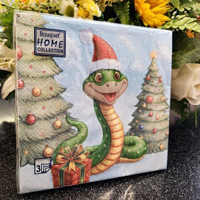 ГОД ЗМЕИ Салфетки новогодние бумажные 20л Home Collection Classic, 3-х сл *12