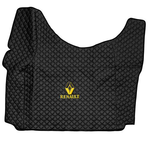 Ковры RENAULT T (автомат) (экокожа, черный, черный кант, желтая вышивка)