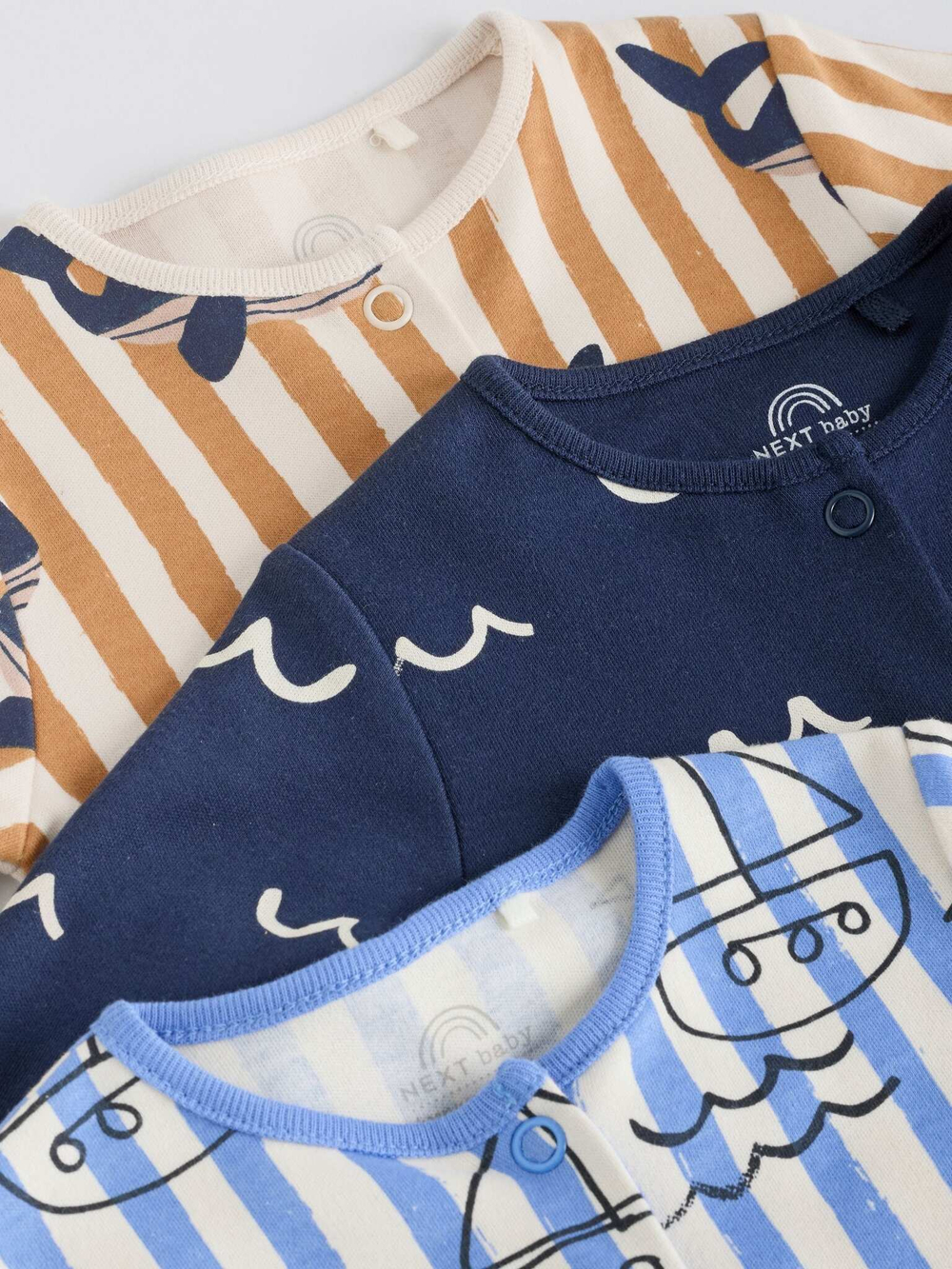 Комбинезон / Cлип для малышей Next E19-568, 3 шт., Голубой, Бежевый, Темно-синий