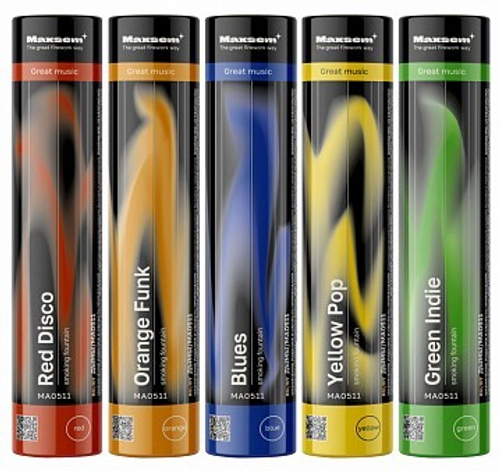 MA0511 mix Цветной дым "Maxsem" (ассорти из 5 цветов) (0,8" х 60 секунд) (1 упаковка / 5 штук)