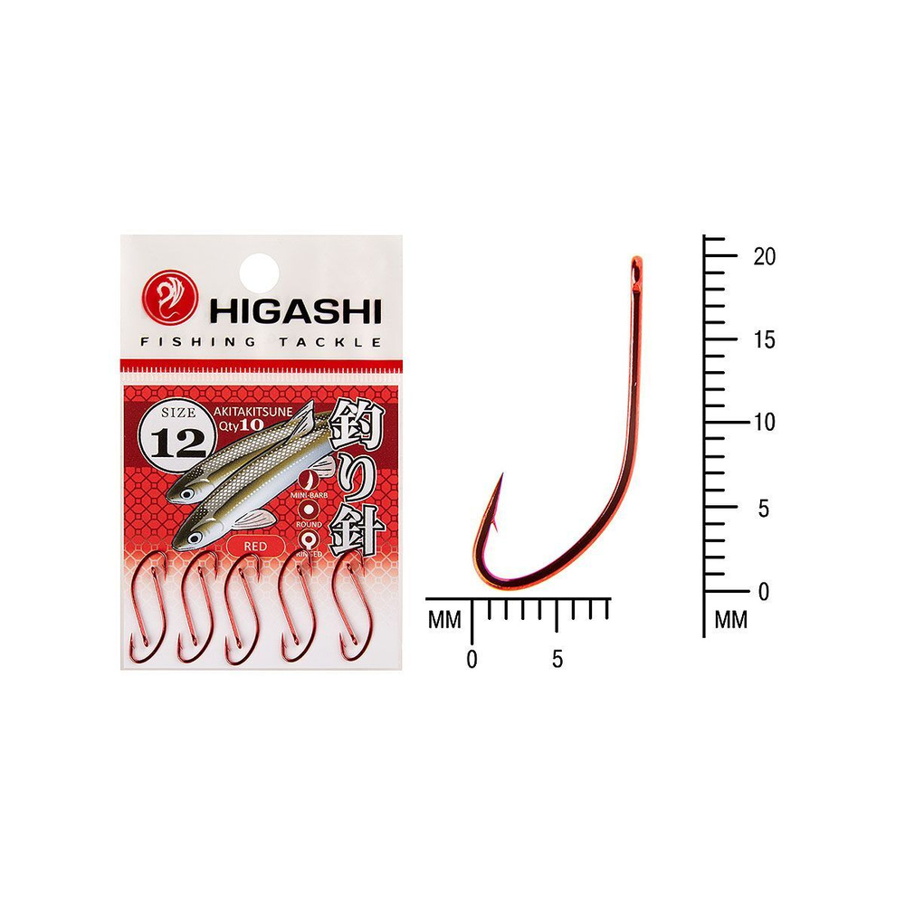 Крючок одинарный HIGASHI Akitakitsune ringed #12 Red