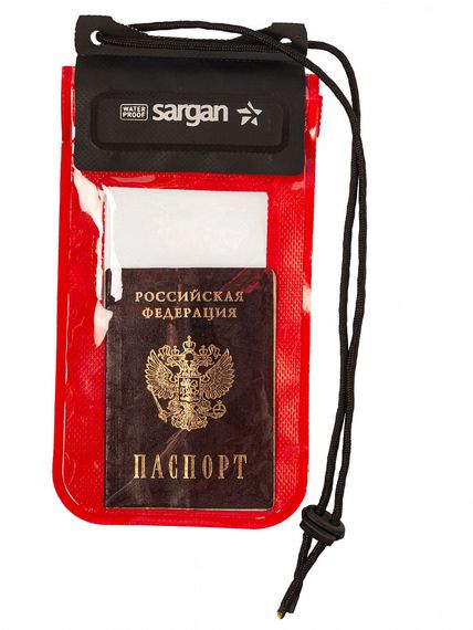 Чехол водонепроницаемый Sargan Сухов ОК для телефона с окном для документов 12см*18см красный