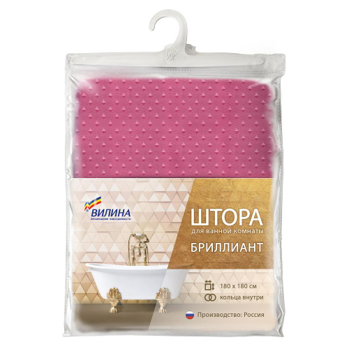 Штора для ванной комнаты "Бриллиант" 180х180см (Ромб-розовая)