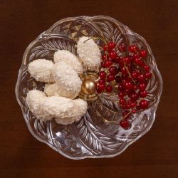 Фруктовница-конфетница Орхидея Лайм со стеклянной чашей Айвори