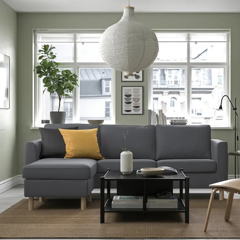 3-местный диван с оттоманкой - IKEA PÄRUP/PARUP/ПЭРУП ИКЕА, темно-серый