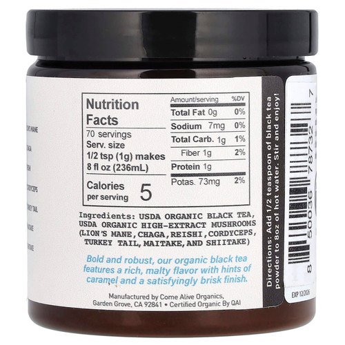 LA Republica, растворимый черный чай с грибами, 70 г (2,5 унции)