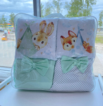 Комплект в кроватку 17 предметов "Жираф" салатовый, сатин