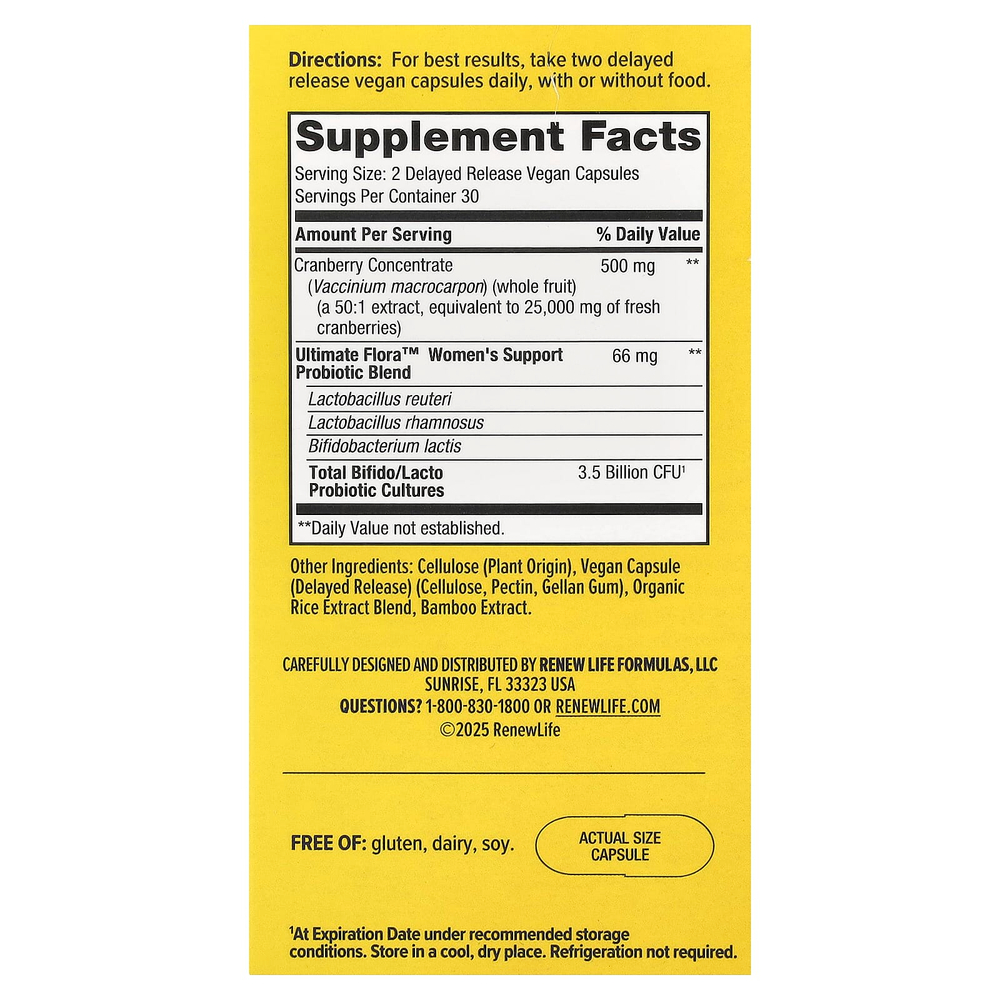 Renew Life, Ultimate Flora™, комплекс для влагалища и мочевыводящих путей, 60 веганских капсул с отсроченным высвобождением