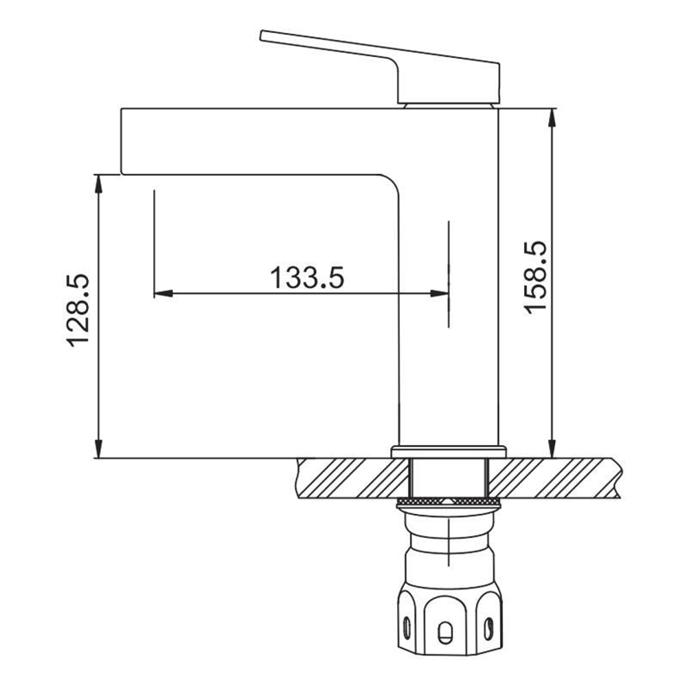 Смеситель для раковины 35к G1099-39 GAPPO нерж. сталь, литой, п/гайку, ОРУЖЕЙНАЯ СТАЛЬ