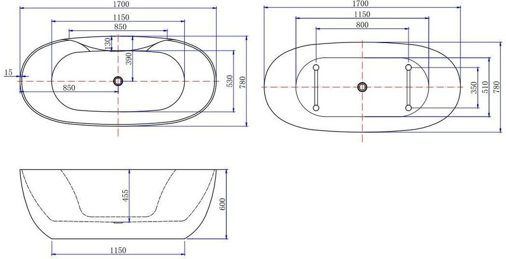 Акриловая ванна Aquanet Family Sweet 1700x780 155778MW Matt Finish