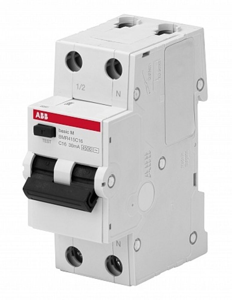 Автоматический выключатель дифференциального тока АВДТ 1Р+N C16 30мА BMR415C16 ABB Basic