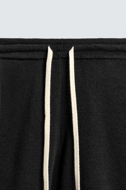 ZARA БРЮКИ ИЗ ТРИКОТАЖА С РЕЛЬЕФНОЙ СТРУКТУРОЙ, ЧЕРНЫЙ