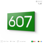 Номер на дверь 607, табличка на дверь для офиса, квартиры, кабинета, аудитории, склада, зеленая 120х70 мм, Айдентика Технолоджи