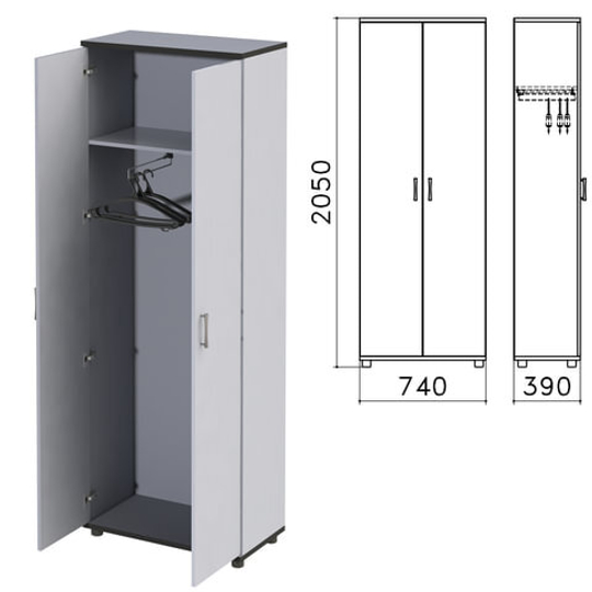 Шкаф для одежды "Монолит", 740х390х2050, цвет серый, ШМ49.11