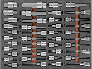 OMT42STE Набор насадок торцевых 1/2" DR, со вставками-битами TORX® T20-T70 в EVA ложементе 280х375 мм, 42 предмета