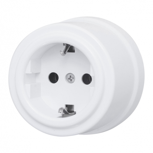 Розетка с З.К., пластик, цвет белый B1-101-21