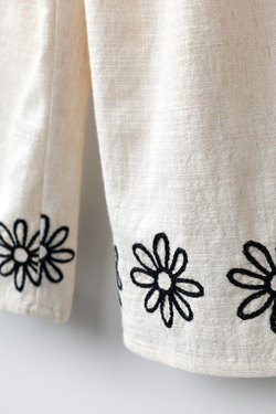 ZARA БРЮКИ-КЮЛОТЫ С ВЫШИВКОЙ, СВЕТЛО-БЕЖЕВЫЙ