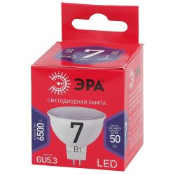 Лампа светодиодная ЭРА RED LINE LED MR16-7W-865-GU5.3 R 7Вт софит холодный дневной свет GU5.3 | Лампы cветодиодные Точечные (Софиты) (MR, PAR)