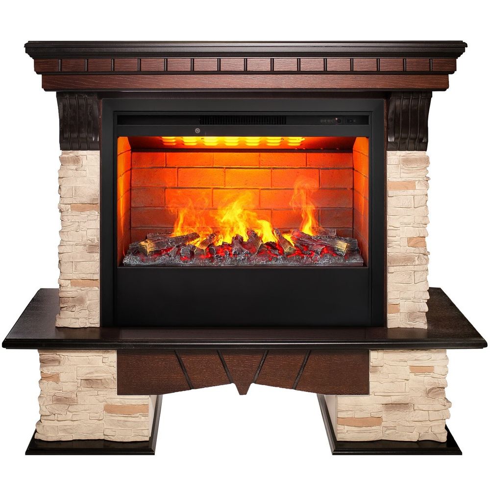 Электрокамин RealFlame Rockland AO античный дуб с очагом 3D Helios 26