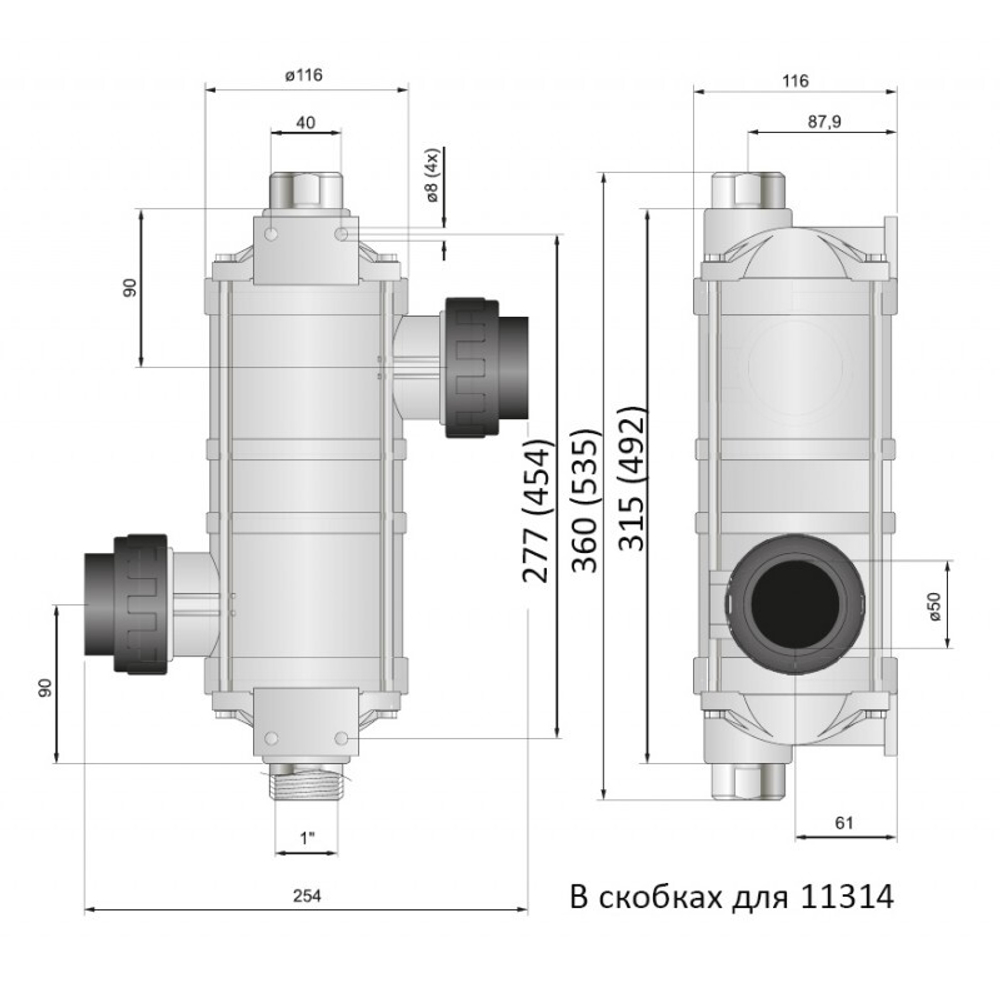 Теплообменник HI-TEMP, 40 кВт, корпус пластик, спираль AISI-316, Pahlen