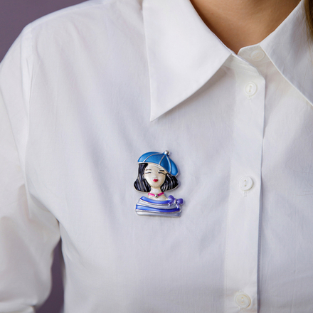 Брошь Shadore Девочка в берете XZ1479.23 BL/S