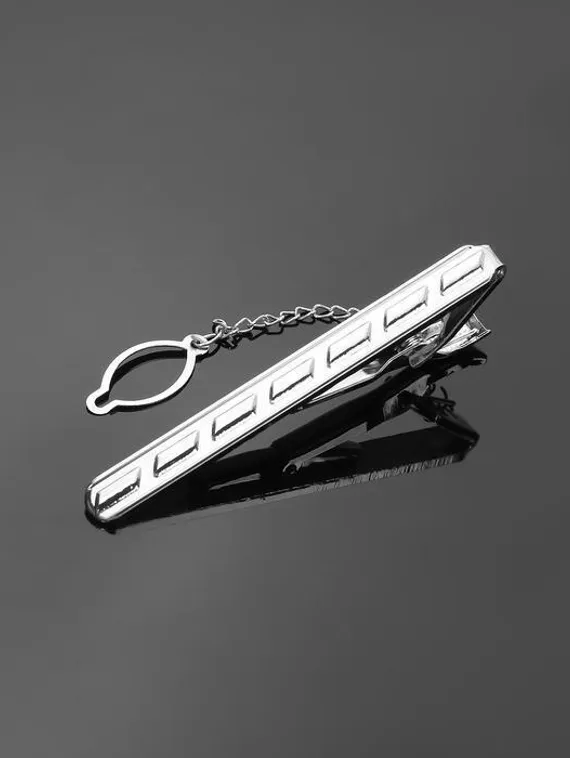 Зажим для галстука стальной &quot;Классический&quot; пунктир, цвет серебро