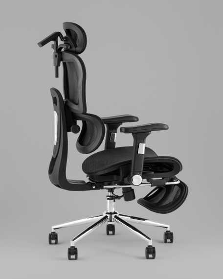 Кресло офисное TopChairs Stich с оттоманкой, черный