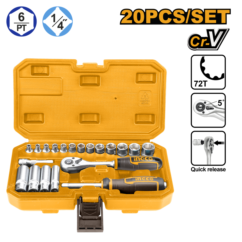 Набор инструмента для авто INGCO HKTS14201 INDUSTRIAL 20 предметов