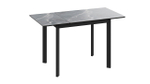 Стол кухонный обеденный раздвижной Черный муар/Керамика матовая серый мрамор 90(130)х65х75 см
