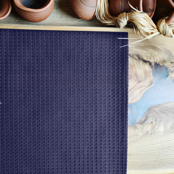 Вафельное полотно гладкокрашеное цв.Синий | ш.150 см | 240 г/м² | хлопок-100%