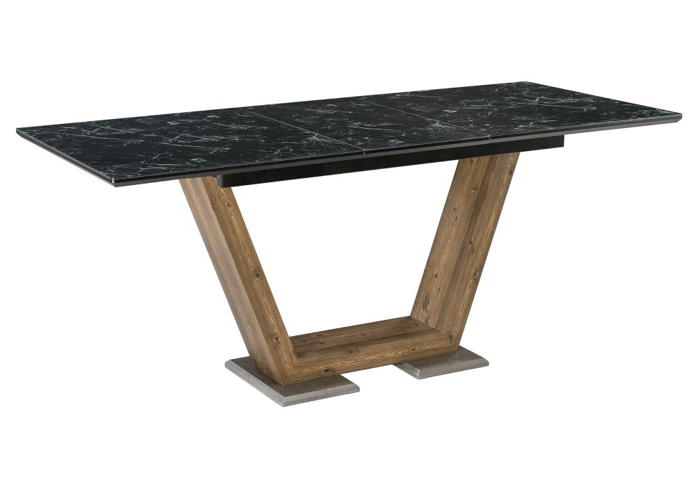 Стол на тумбе Иматра 140(180)х80х76 мрамор черный / черная шагрень