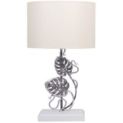 Настольная лампа Monstera Deliciosa (Монстера) Айс Античное серебро с абажуром Vintage Айвори