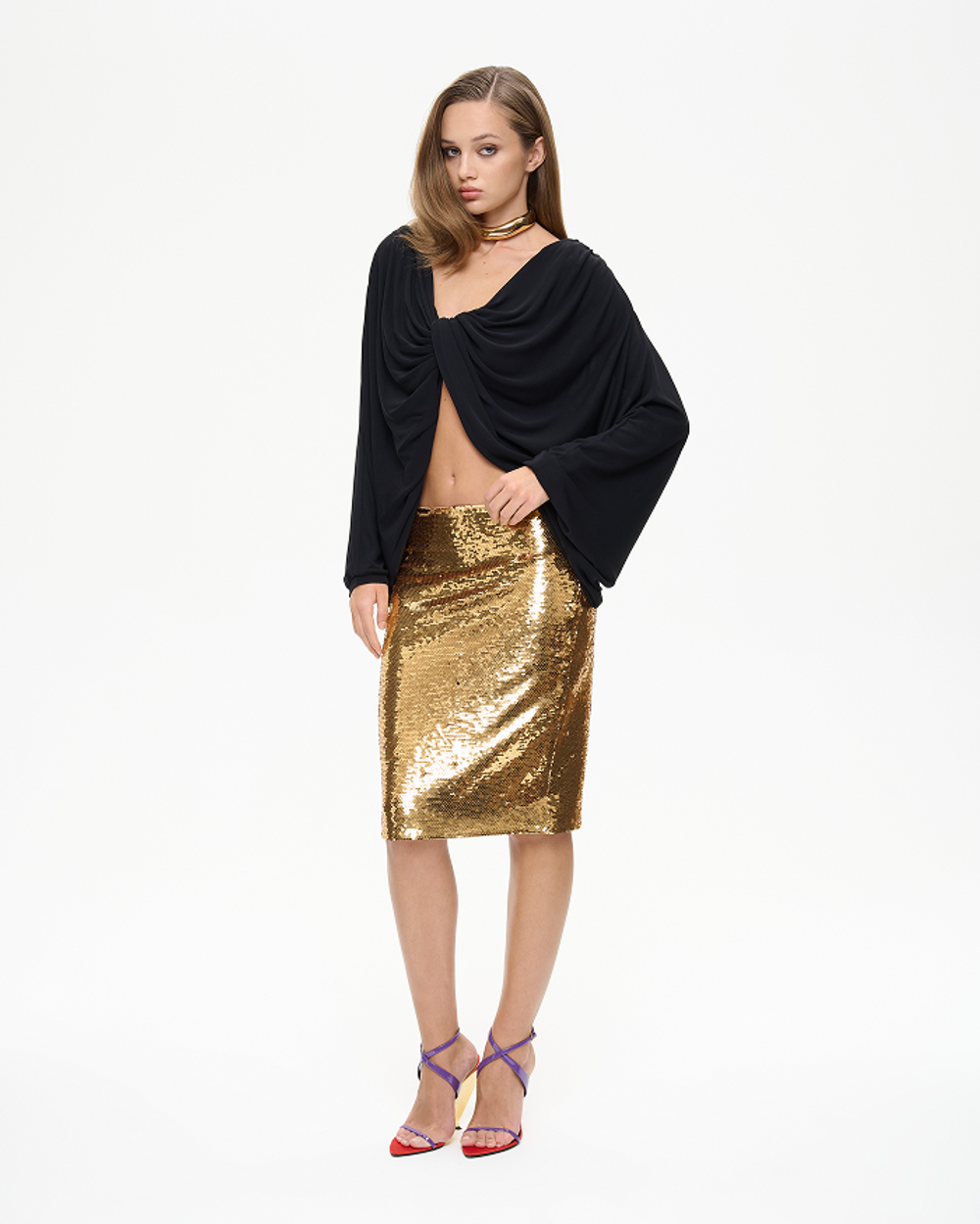 Юбка миди из пайеток