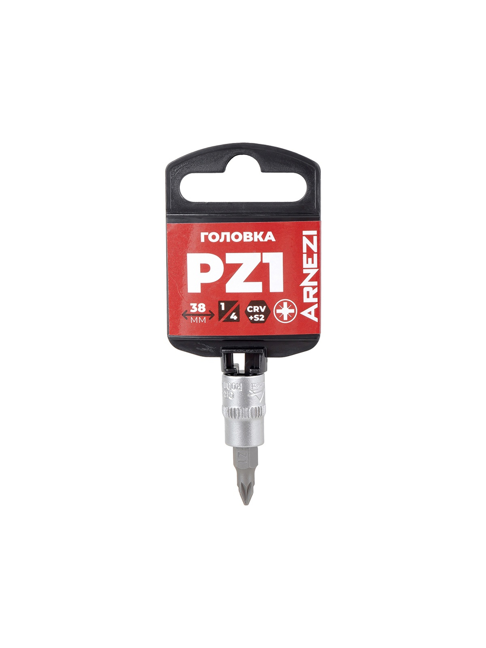 Головка 1/4" со вставкой PZ1 L=38, ARNEZI R0004201