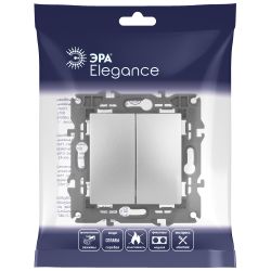 Переключатель ЭРА Elegance 14-1106-03 двойной 10АХ-250В IP20 алюминий