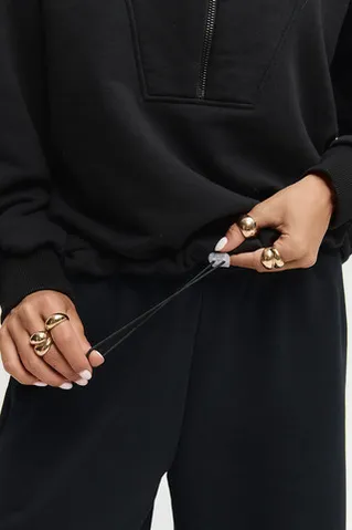 Олимпийка на молнии из премиум футера черного цвета