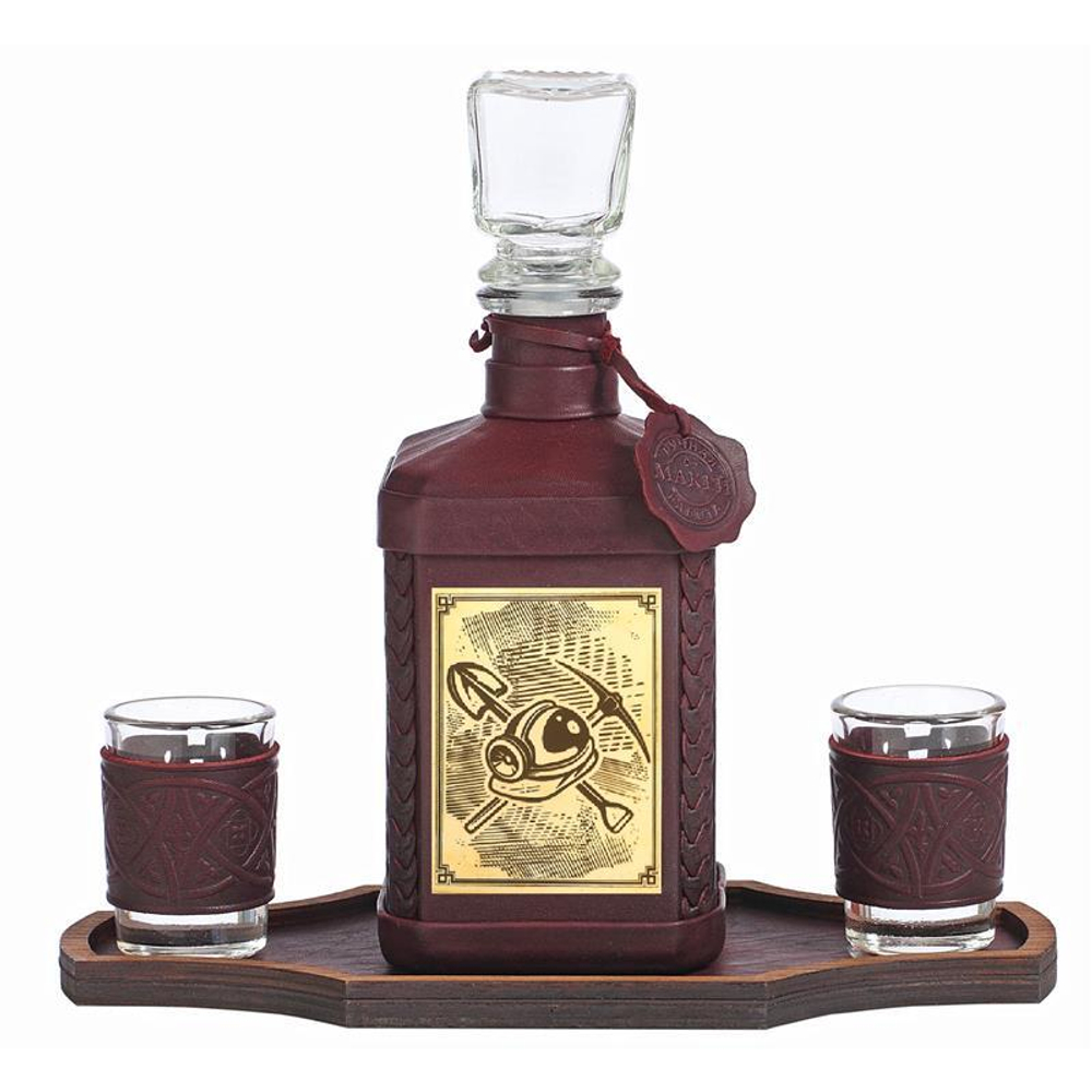 Графин «Шахтеру-3» с накладкой покрытой золотом 999 пробы