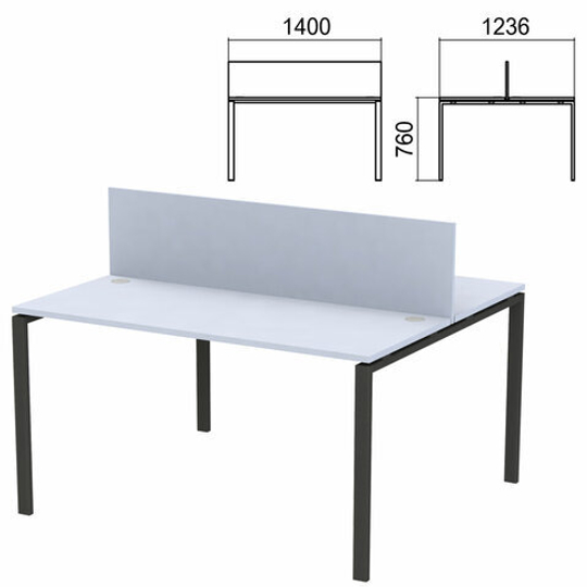 Стол письменный 2-МЕСТНЫЙ на металлокаркасе "Арго", 1400х1236х760, серый (КОМПЛЕКТ)