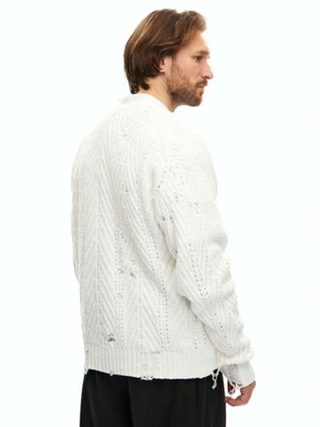 Белый хлопковый кардиган Sublimation с перфорацией