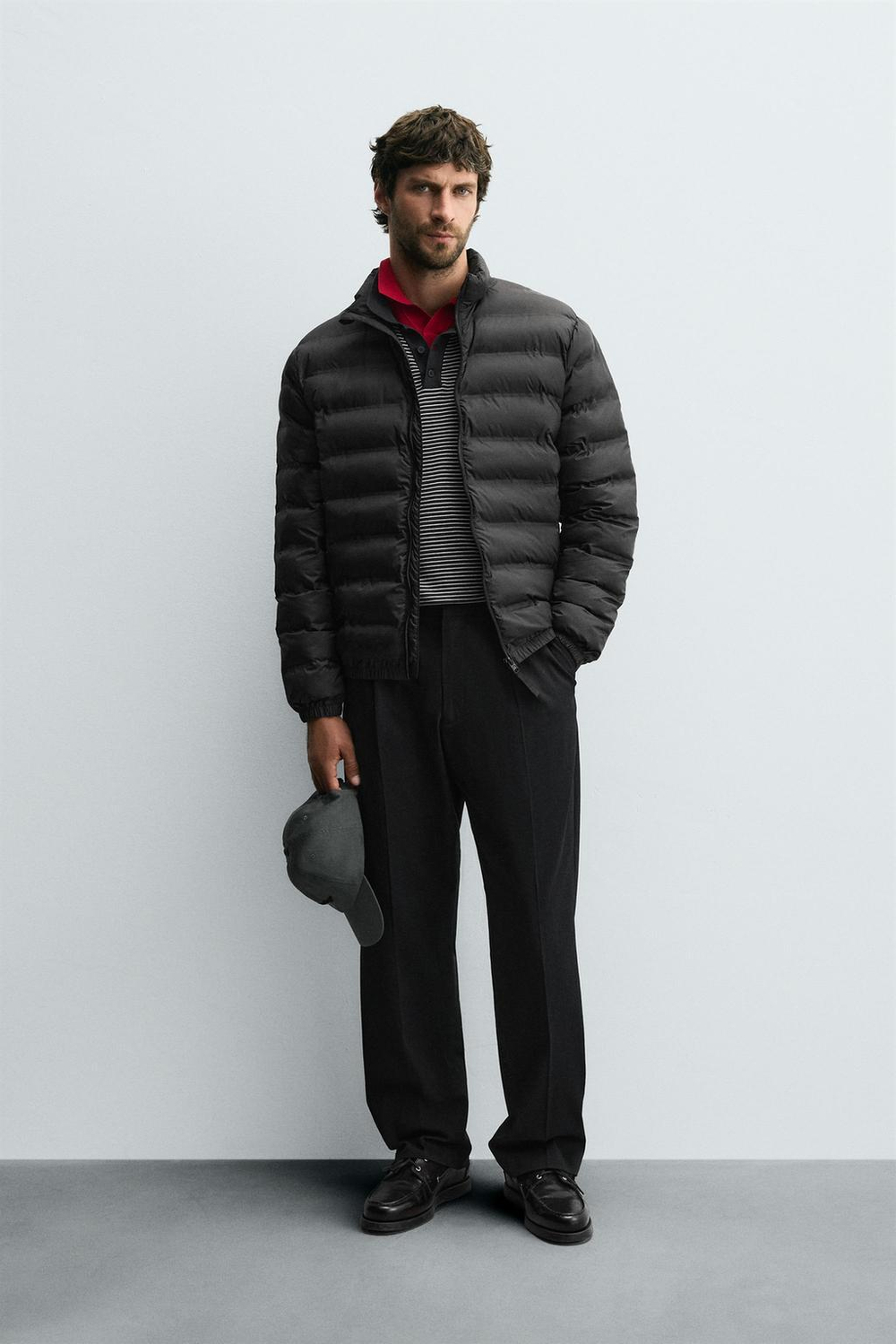 ZARA ЛЕГКАЯ СТЕГАНАЯ КУРТКА WATER REPELLENT, ЧЕРНЫЙ