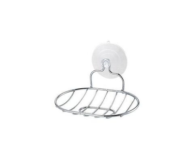 Мыльница для ванной подвесная на присосках, овальная, металл, 311457, Рыжий Кот