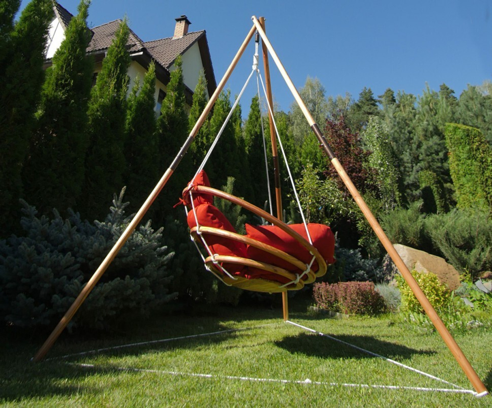 Подвесное деревянное кресло-качели с подушками Besta Fiesta МАЙЯ SET, натуральное дерево