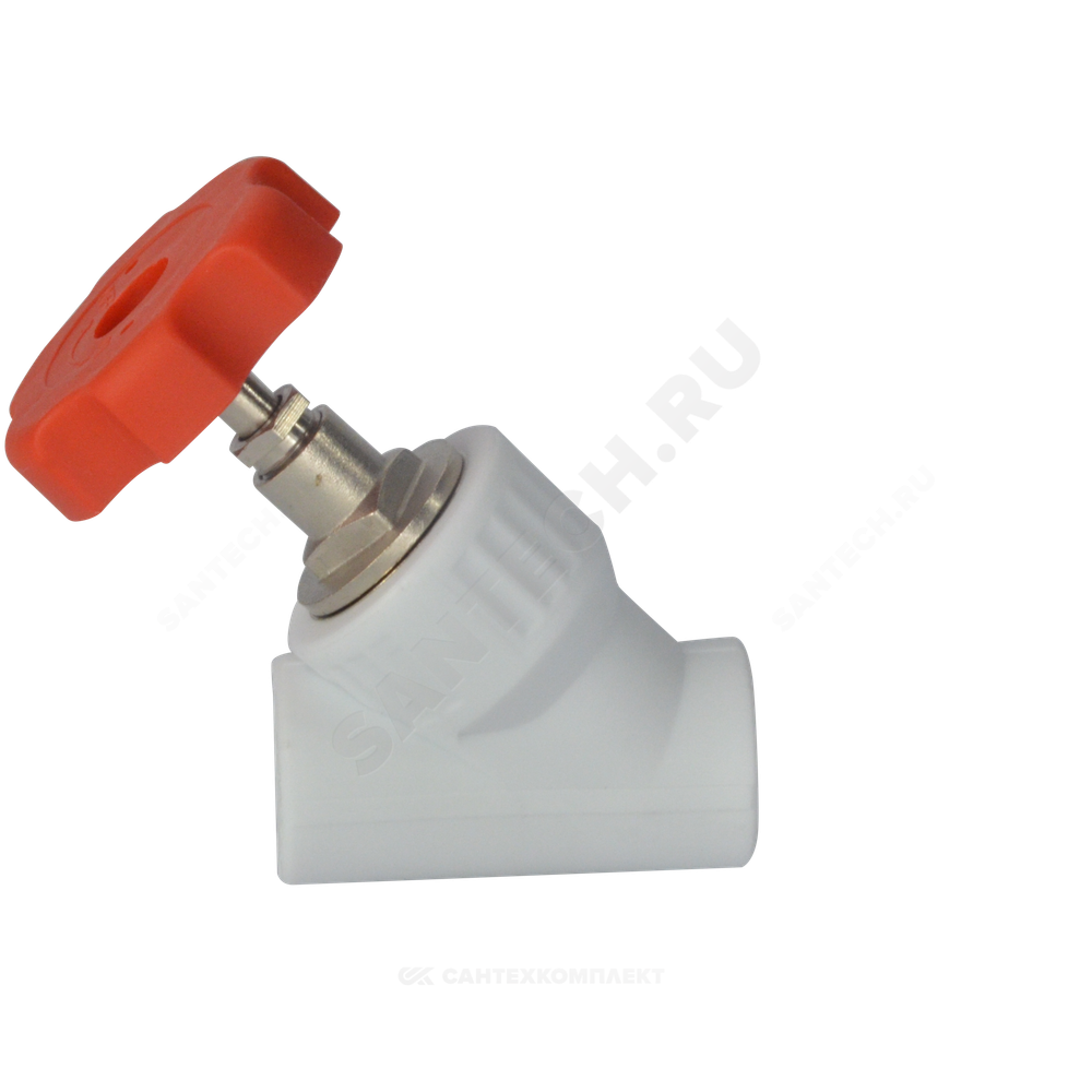Клапан (вентиль) PP-R запорный белый Дн 20х45гр внутренняя пайка VALFEX 10174020