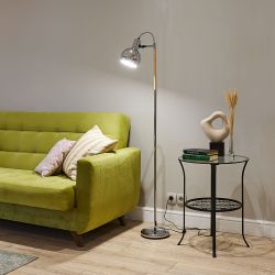 UML-T702 E14 SILVER Торшер напольный под лампу Е14. 60W. с регулировкой наклона. Механический выключатель. Серебристый. ТМ Uniel